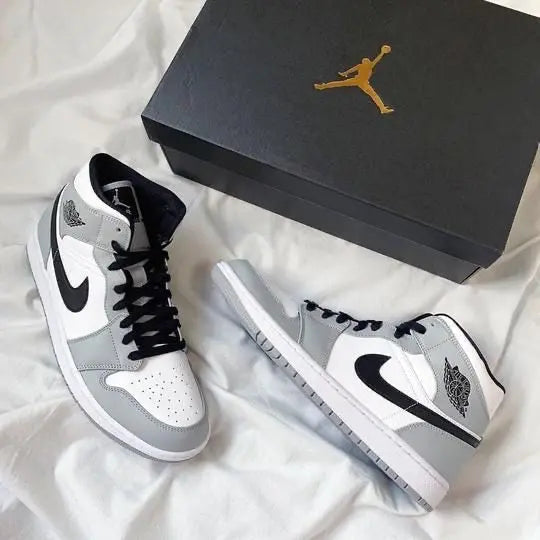 Designer Jordan 1 Mid “Light Smoke Grey” High Q ( Customs And Box ), Jordan 1 Sneakers FREE SHIPPING