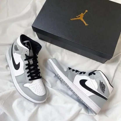 Designer Jordan 1 Mid “Light Smoke Grey” High Q ( Customs And Box ), Jordan 1 Sneakers FREE SHIPPING