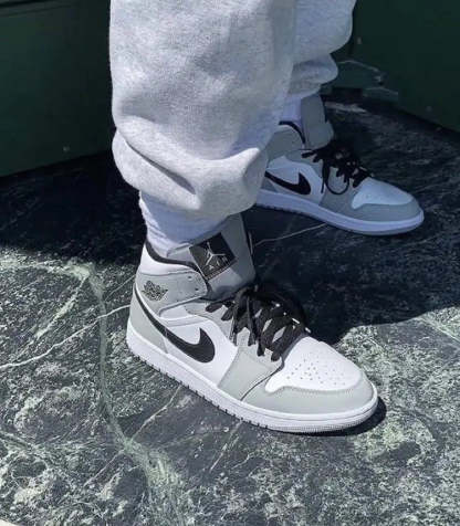 Designer Jordan 1 Mid “Light Smoke Grey” High Q ( Customs And Box ), Jordan 1 Sneakers FREE SHIPPING