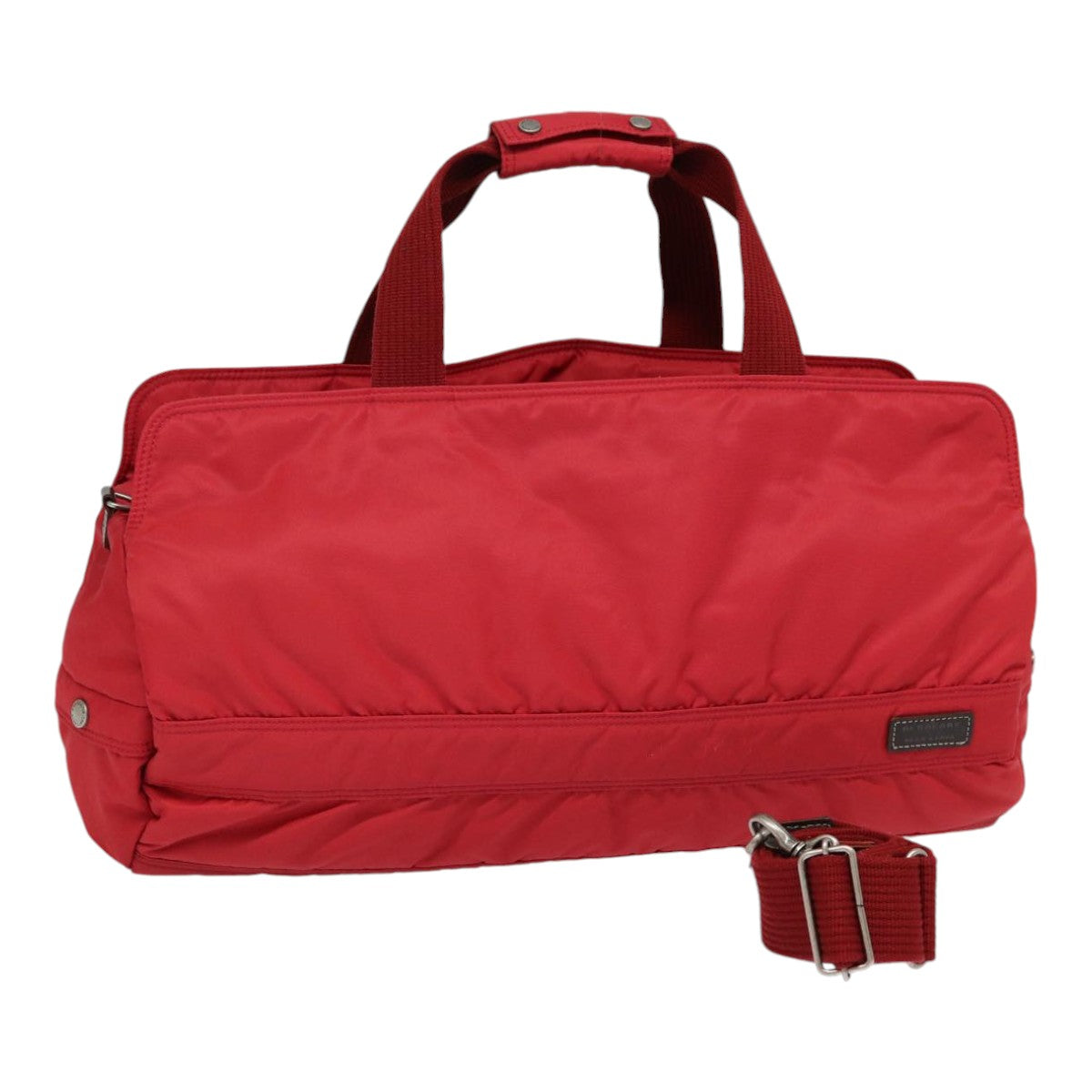 BURBERRY Blue Label Boston Bag Nylon 2way Red Silver  bs17480