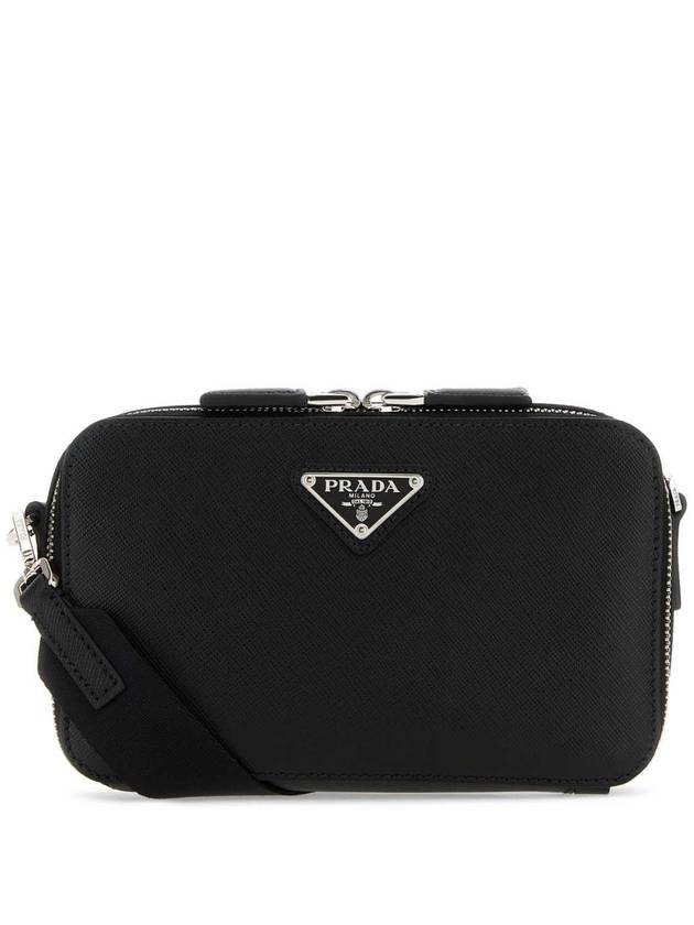 Brique Saffiano Leather Cross Bag Black