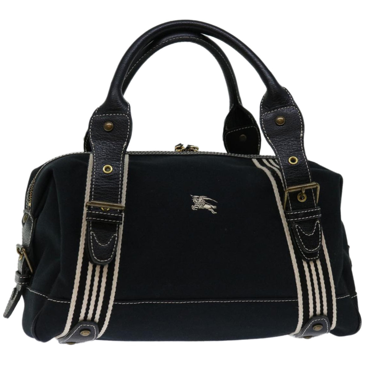 BURBERRY Blue Label Hand Bag Canvas Black  hk1142