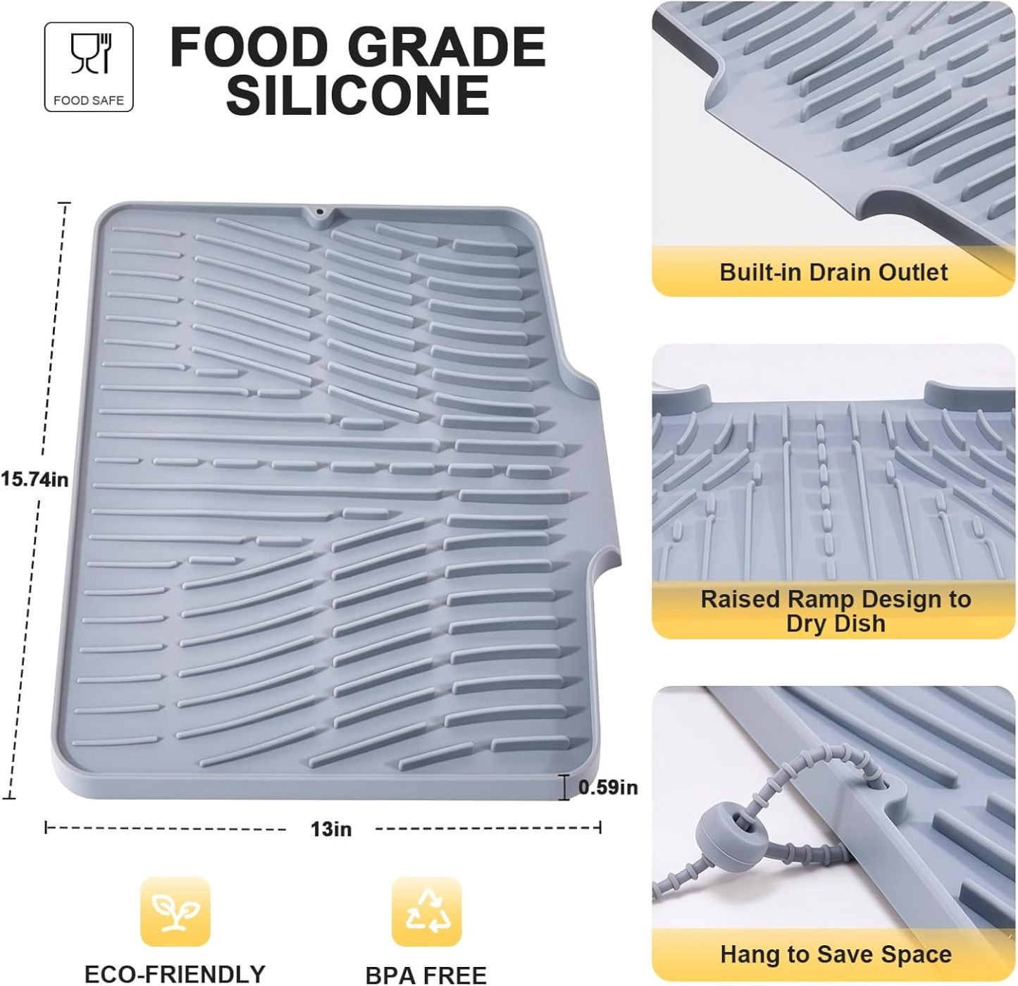 large silicone kitchen counter mat 15.8 x 13 inch