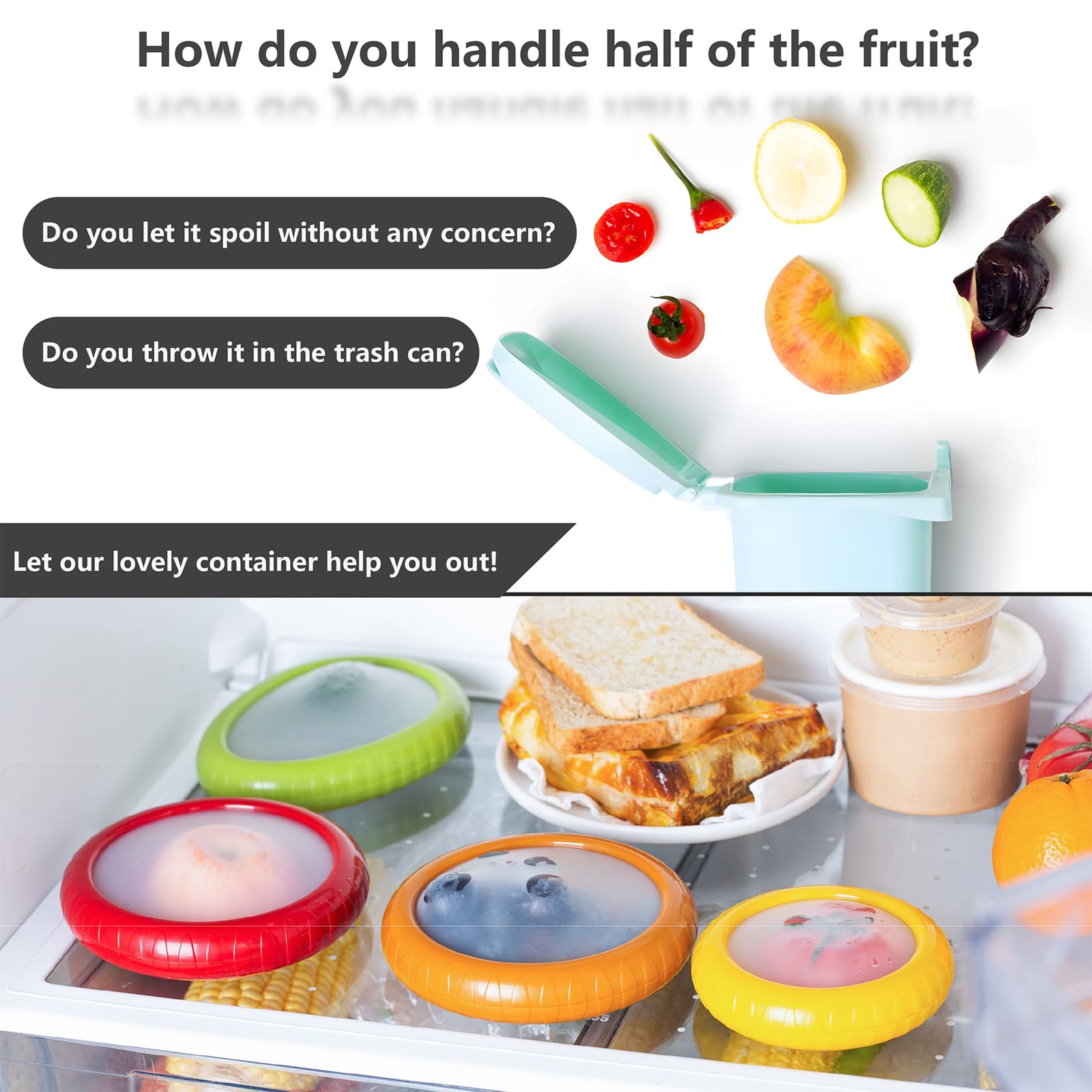 avocado and tomato keeper helping reduce kitchen food waste reusable silicone