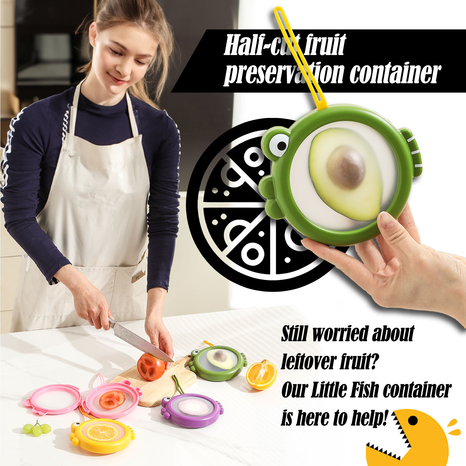 Fish-Shaped Design/Food Storage Containers for Avocado & Onion