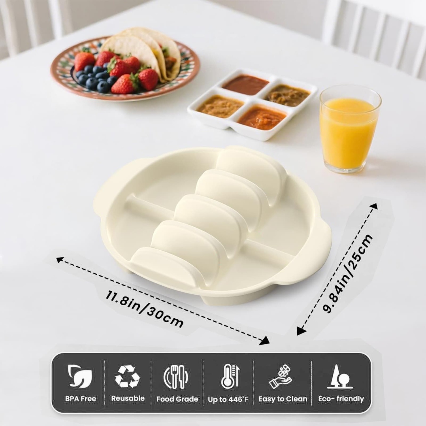 taco holder standing up hard shell tacos while filling