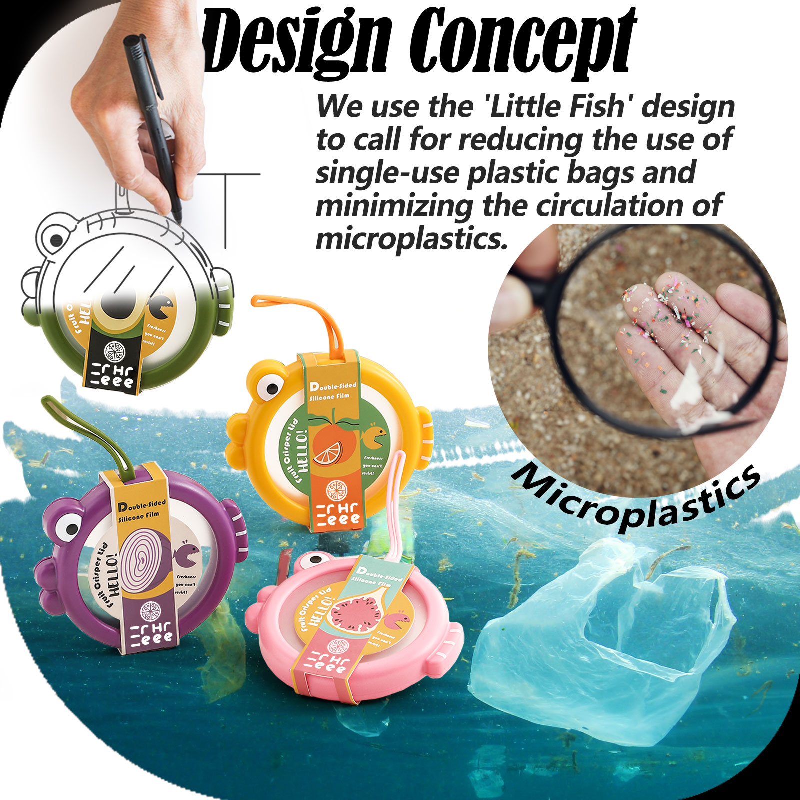 Fish-Shaped Design/Food Storage Containers for Avocado & Onion