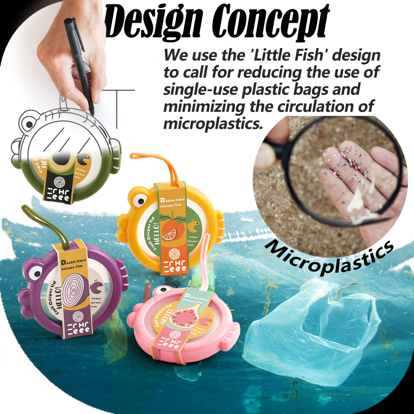 Fish-Shaped Design/Food Storage Containers for Avocado & Onion