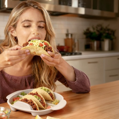 Silicone Taco Holders Set of 2, 4-Slot Reusable Taco Stand for Hard & Soft Shells