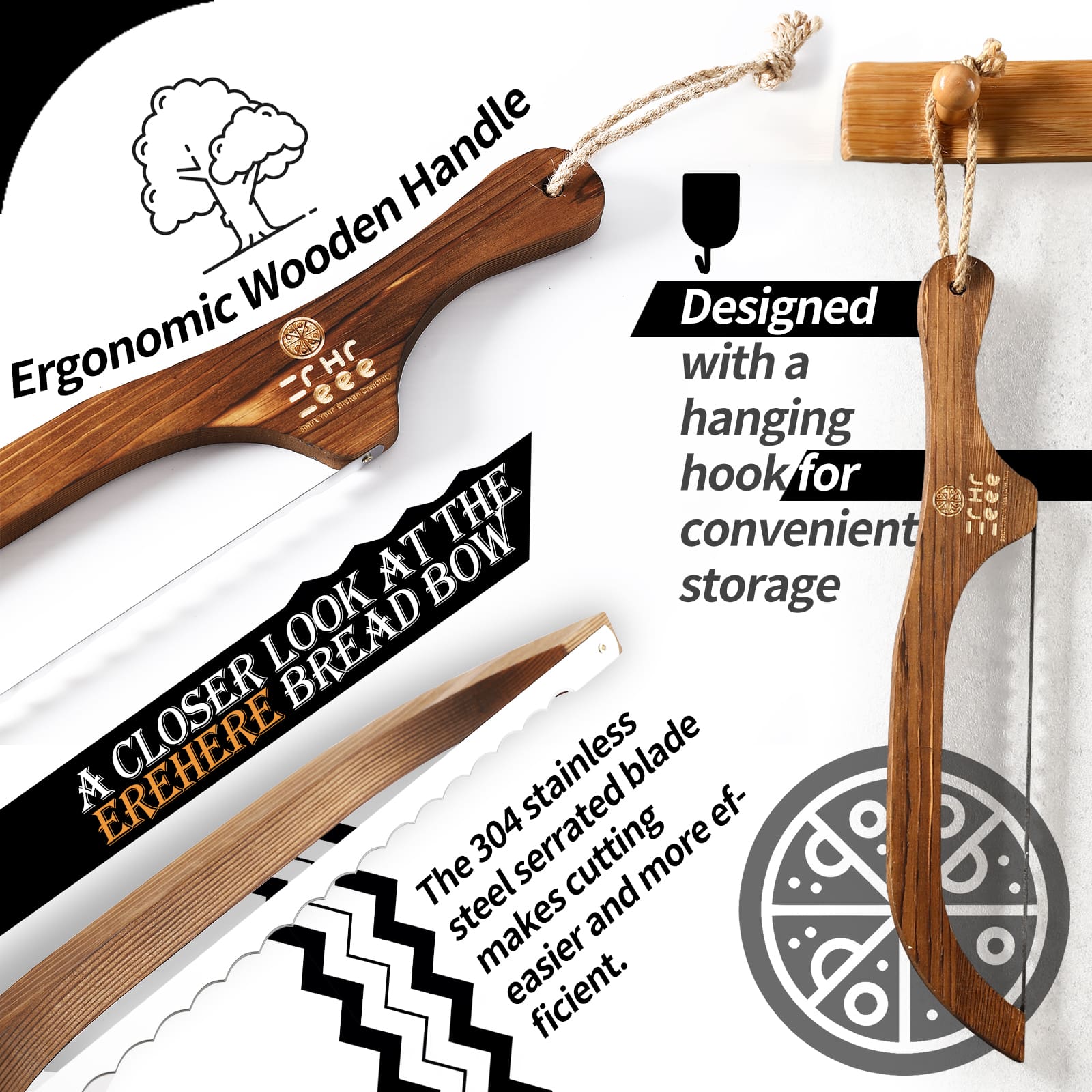 bread knife full length view showing stainless steel blade and ergonomic handle