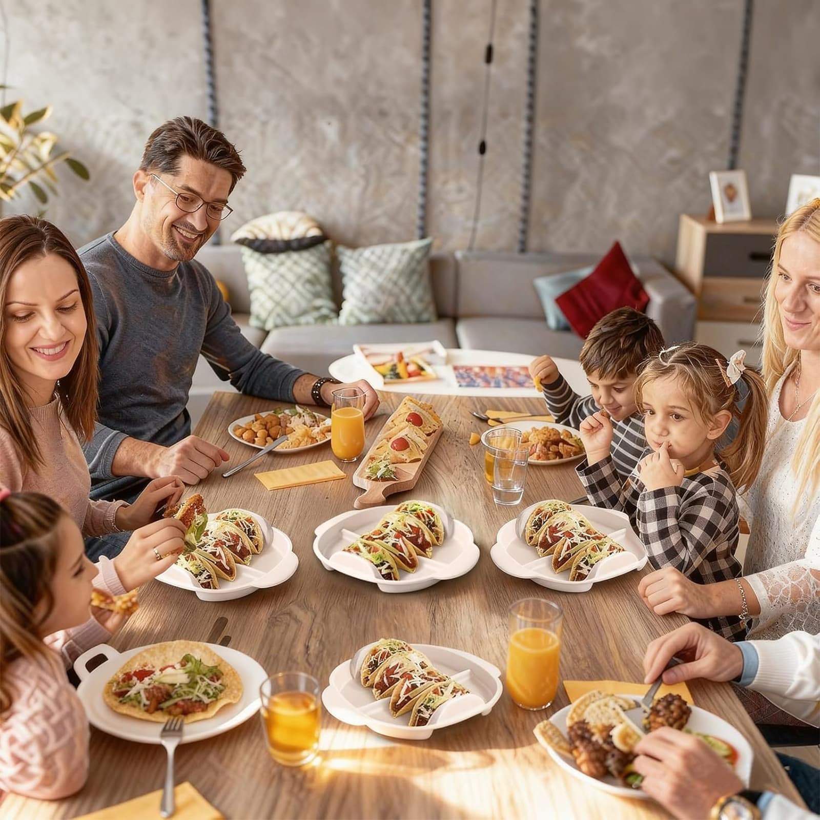 set of 2 taco holders in use on dinner table