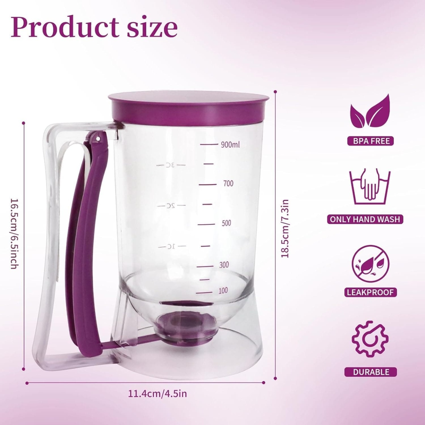 Pancake Batter Dispenser, 4-Cup Batter Separator with Handle