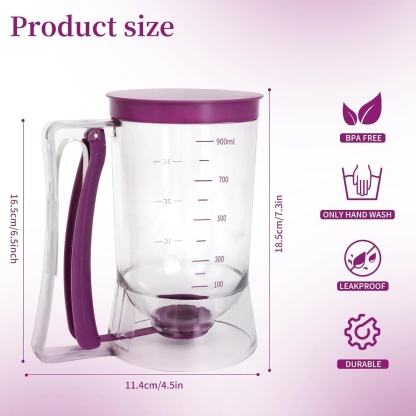 Pancake Batter Dispenser, 4-Cup Batter Separator with Handle