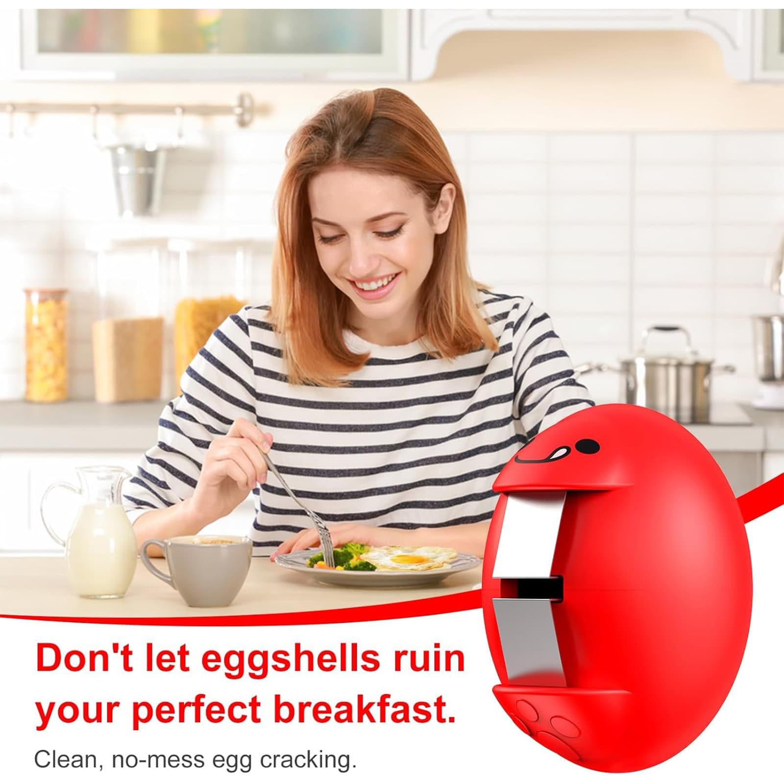 egg cracker tool stainless steel ring compact lightweight fits any hand
