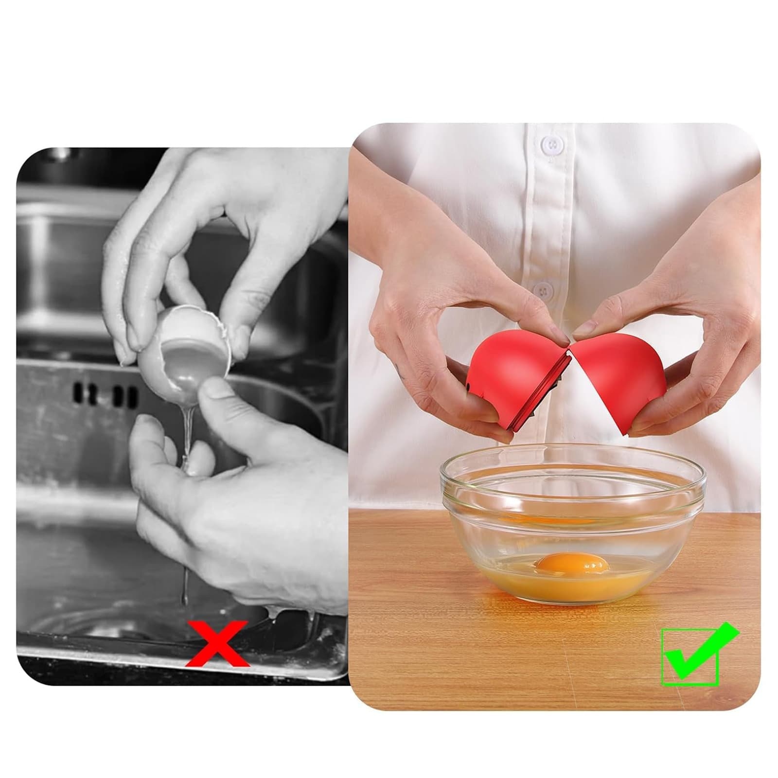 egg opener tool cracking egg cleanly over bowl