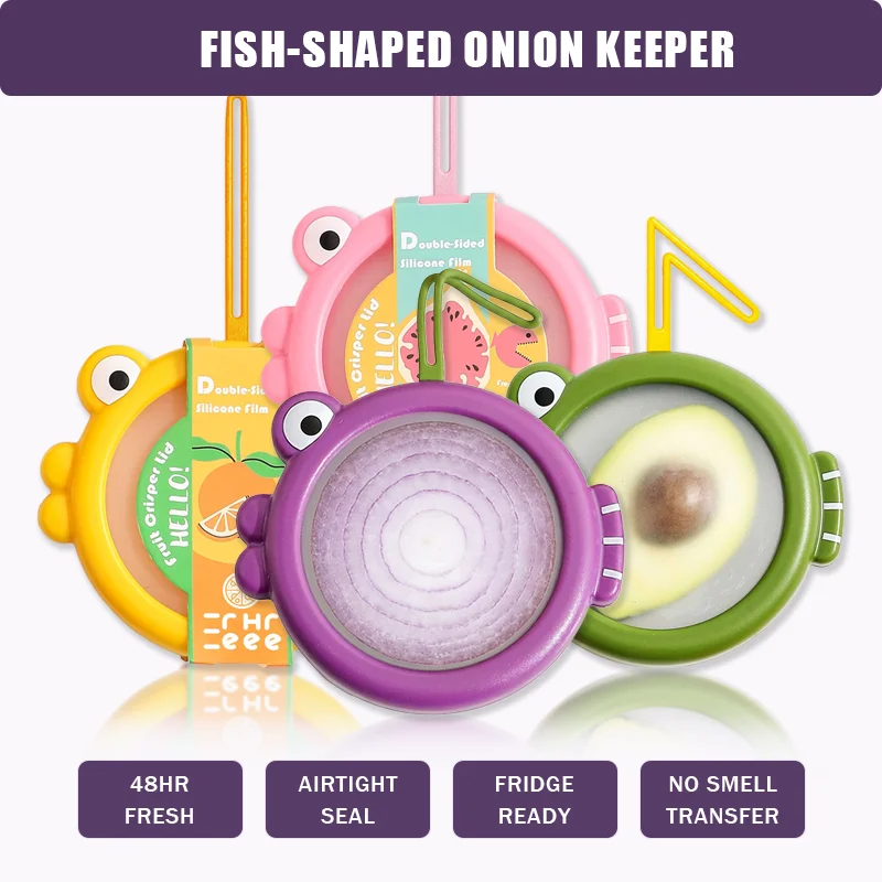 fish shaped airtight onion keeper silicone container for half onion storage