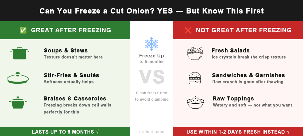 can you freeze cut onion cooked vs raw uses