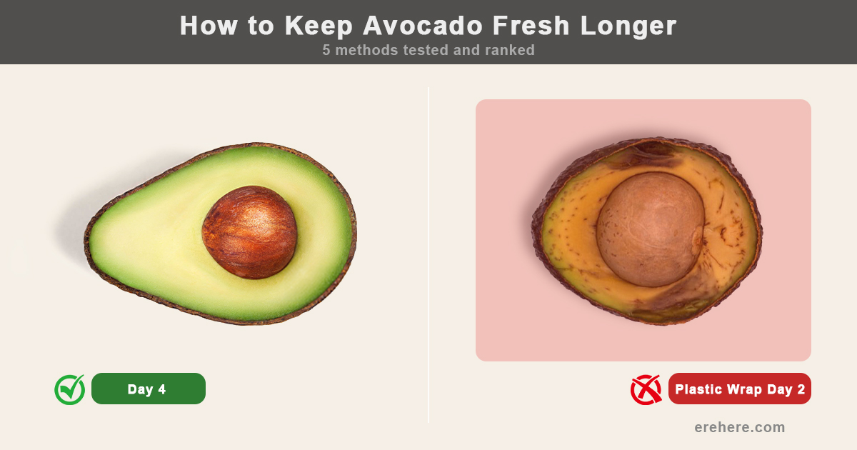 how to keep avocado fresh longer airtight container vs plastic wrap erehere