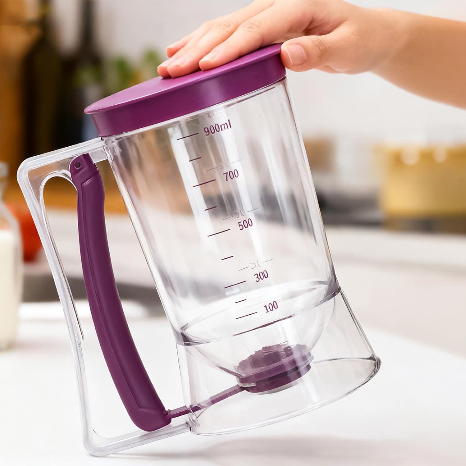 Pancake Batter Dispenser, 4-Cup Batter Separator with Handle