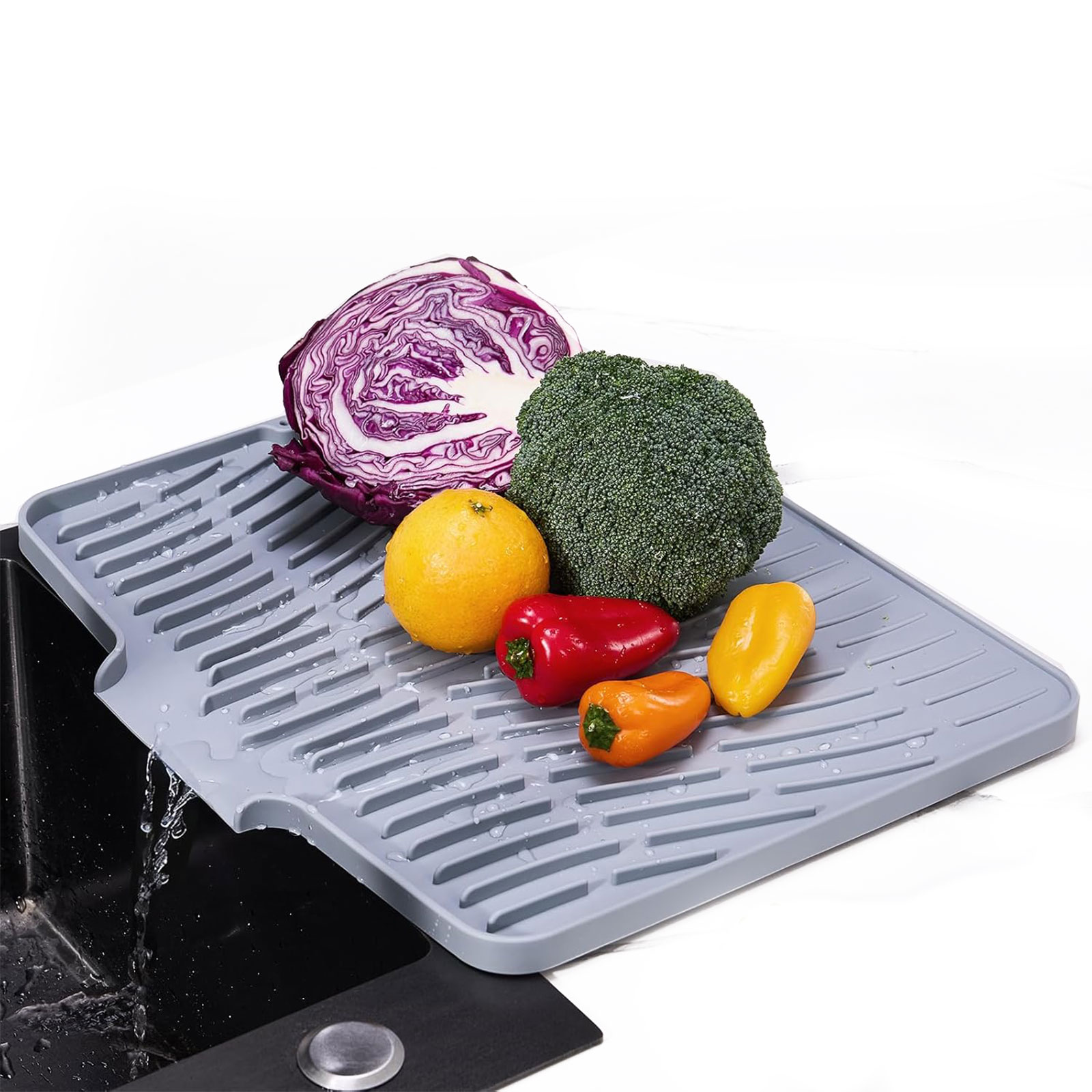 silicone dish drying mat on kitchen counter non-slip heat resistant