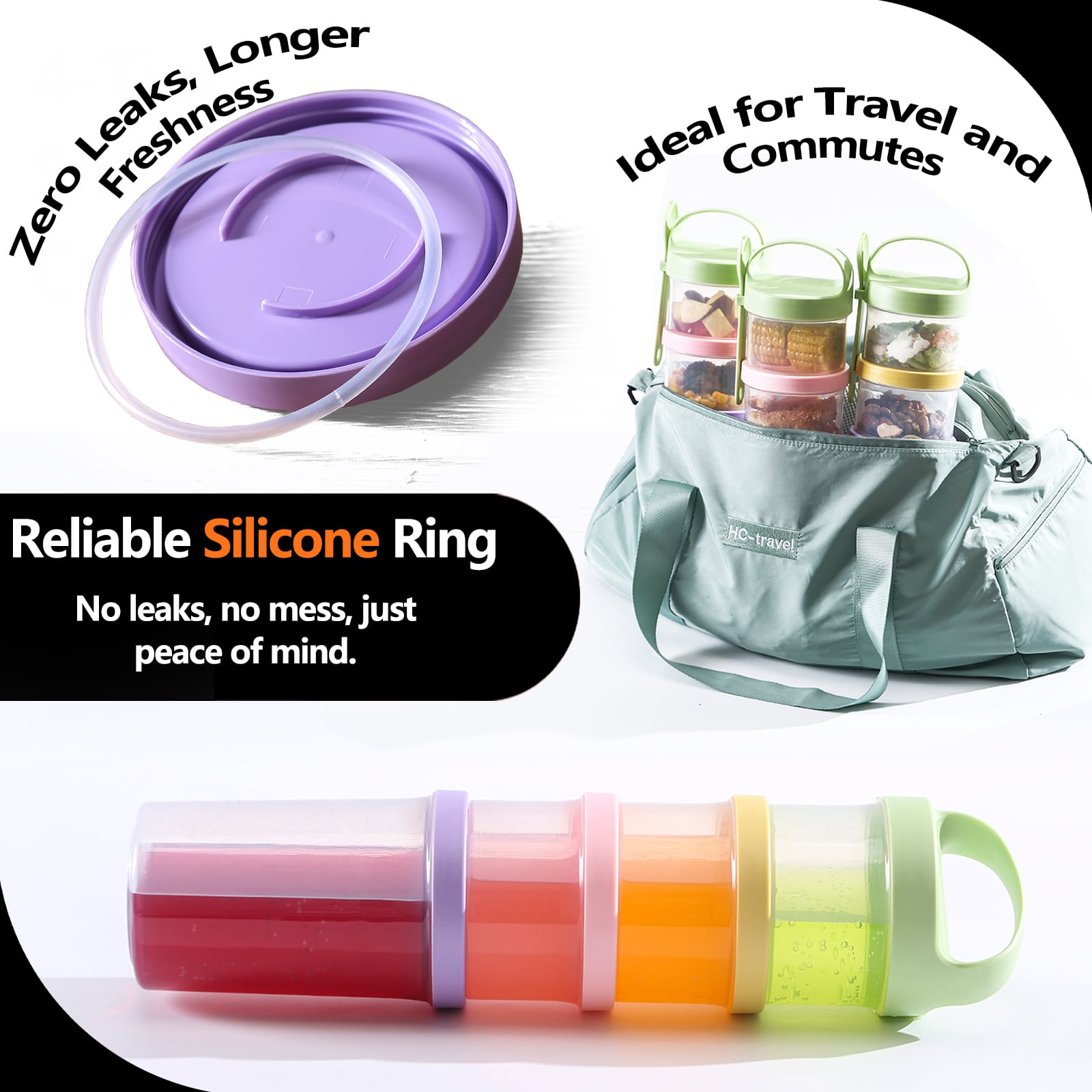 Formula Container To Go – 4 Stackable Twist-Lock Snack Jars