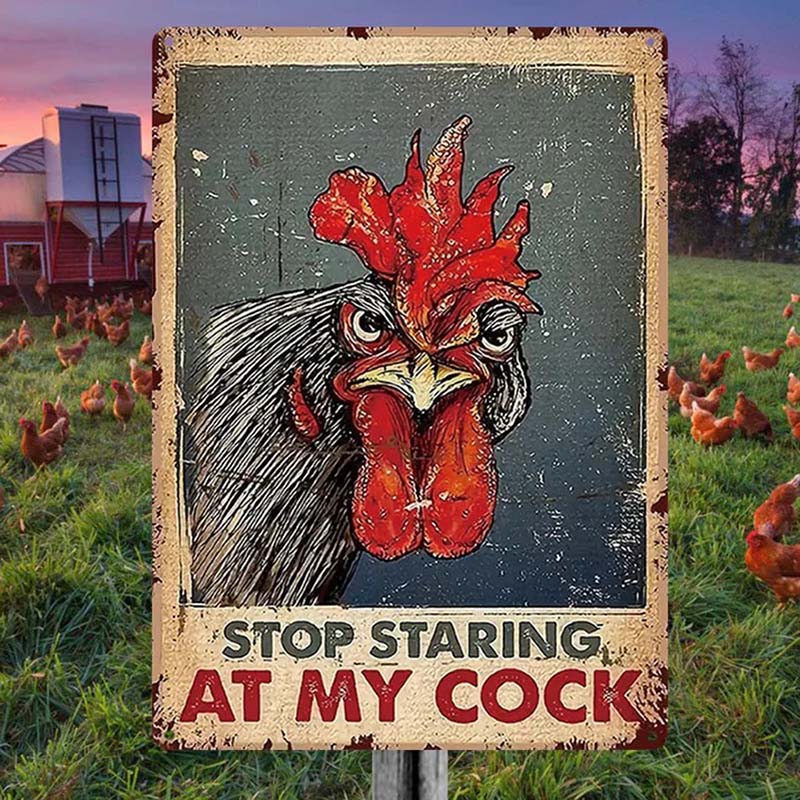 Chicken Stop Staring At My Cocker Vintage Home Decor, Room Decor Metal Sign-Jolura