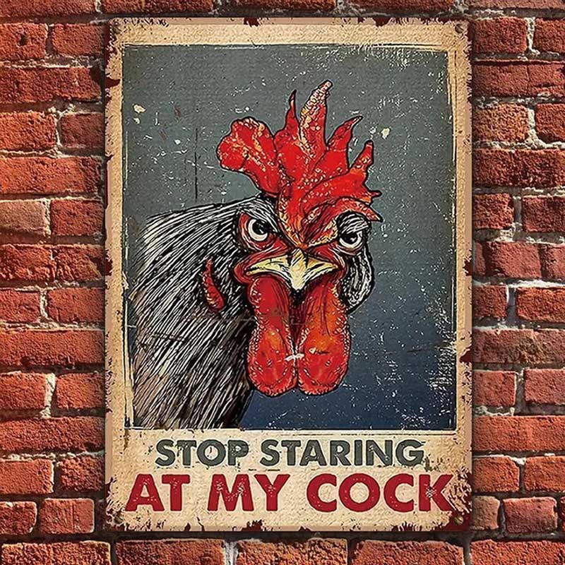 Chicken Stop Staring At My Cocker Vintage Home Decor, Room Decor Metal Sign-Jolura