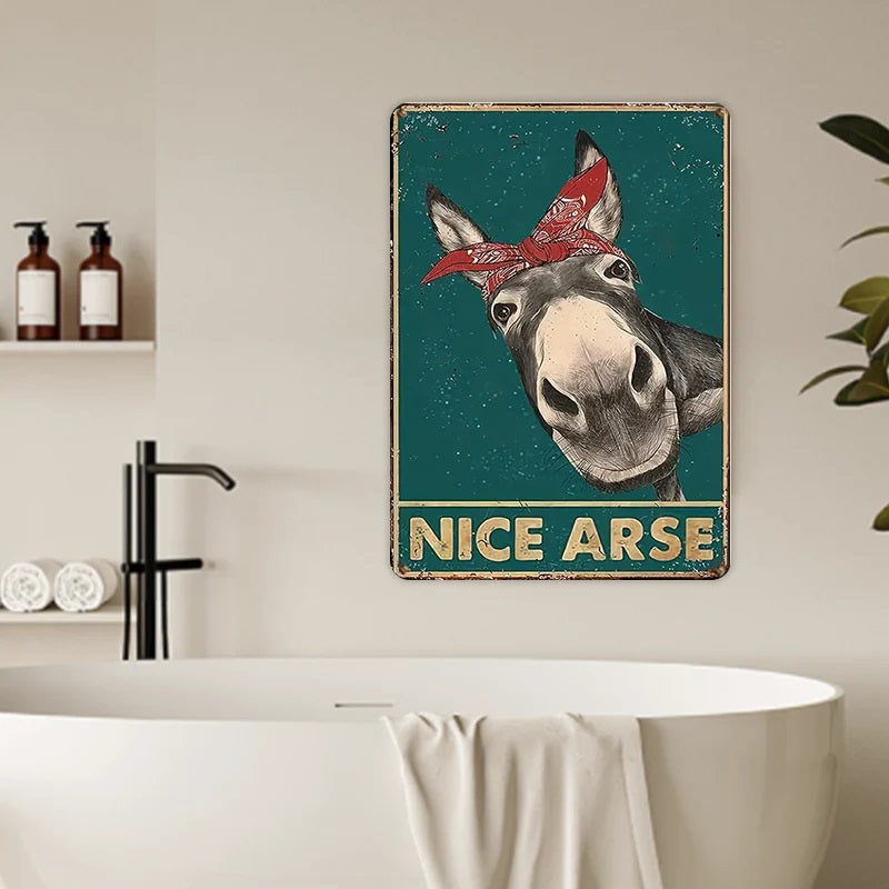 Vintage Metal Sign, Nice Donkey Fun Animal For Home Bathroom Farmhouse Bedroom Indoor And Outdoor Decoration-Jolura