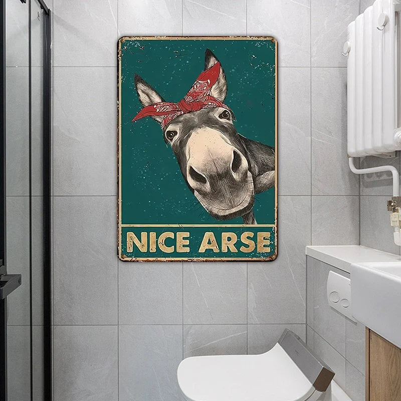 Vintage Metal Sign, Nice Donkey Fun Animal For Home Bathroom Farmhouse Bedroom Indoor And Outdoor Decoration-Jolura