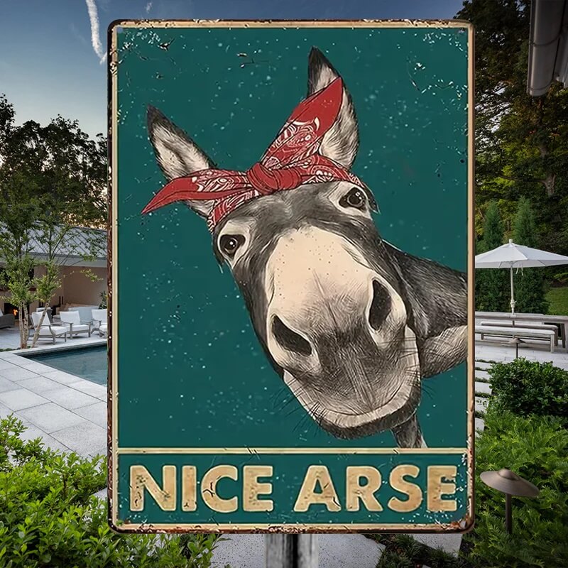 Vintage Metal Sign, Nice Donkey Fun Animal For Home Bathroom Farmhouse Bedroom Indoor And Outdoor Decoration-Jolura