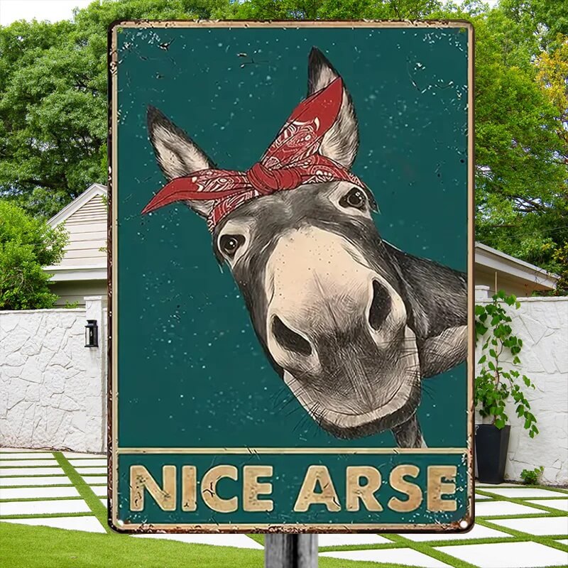 Vintage Metal Sign, Nice Donkey Fun Animal For Home Bathroom Farmhouse Bedroom Indoor And Outdoor Decoration-Jolura