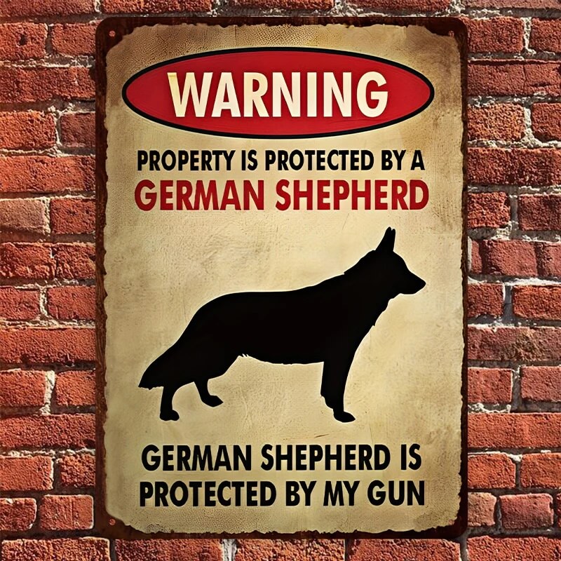 Property Is Protected By A German Shepherd - Metal Sign For Home Garden Outdoor-Jolura