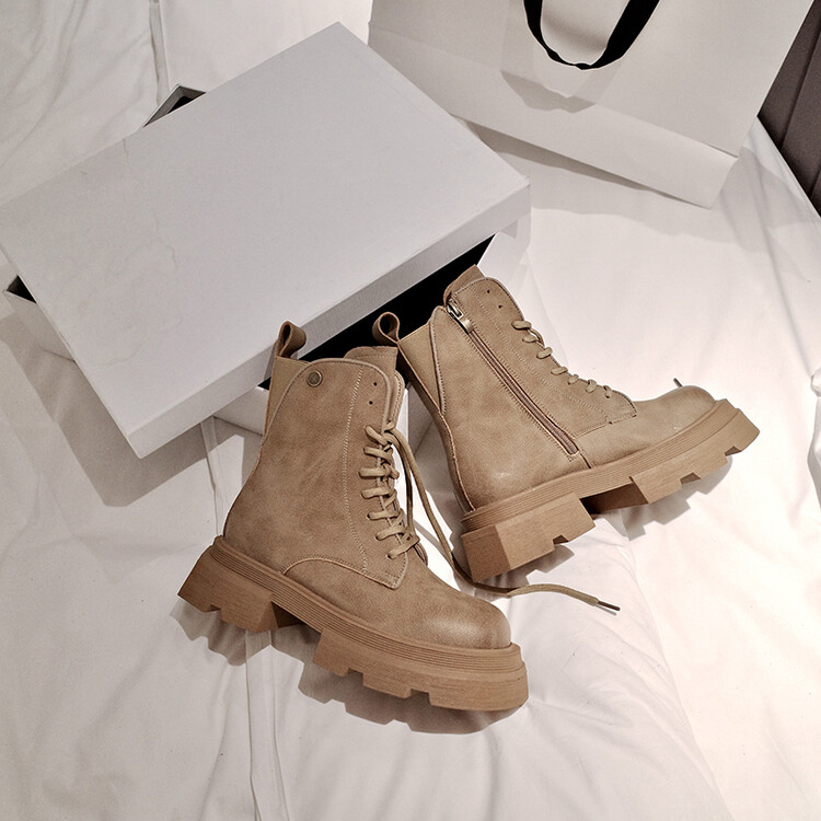 Diferel Autumn and winter women's lace-up zipper short boots