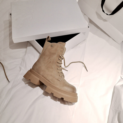 Diferel Autumn and winter women's lace-up zipper short boots