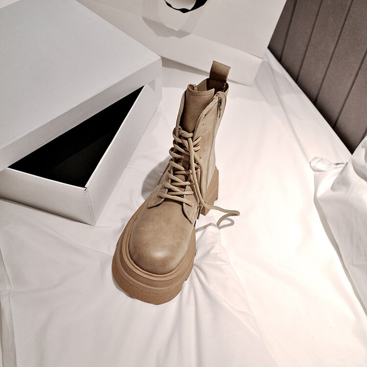 Diferel Autumn and winter women's lace-up zipper short boots