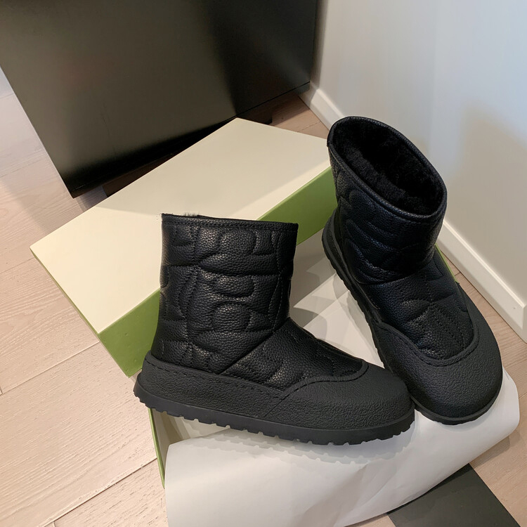 Diferel Women's simple warm solid color snow boots