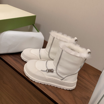 Diferel Women's comfortable thick-soled zipper snow boots