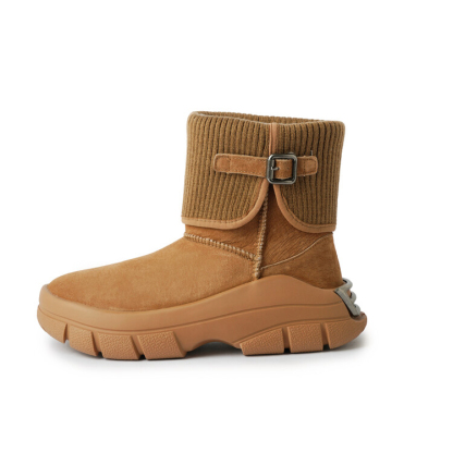 Diferel Women's fashionable warm knitted snow boots