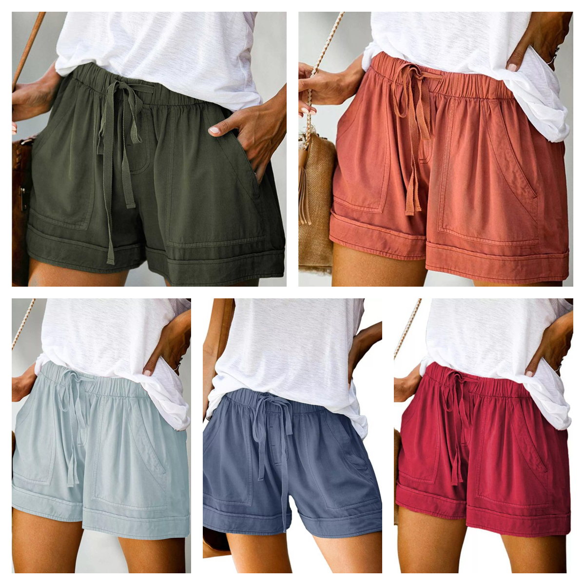 2023 Womens Summer Shorts Casual Comfy Drawstring Elastic Waist Shorts