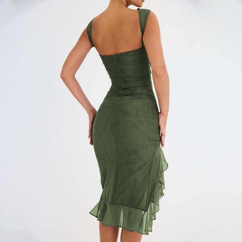 Ruffle Ruched Sleeveless Midi Dress(BUY 2 FREE SHIPPING)