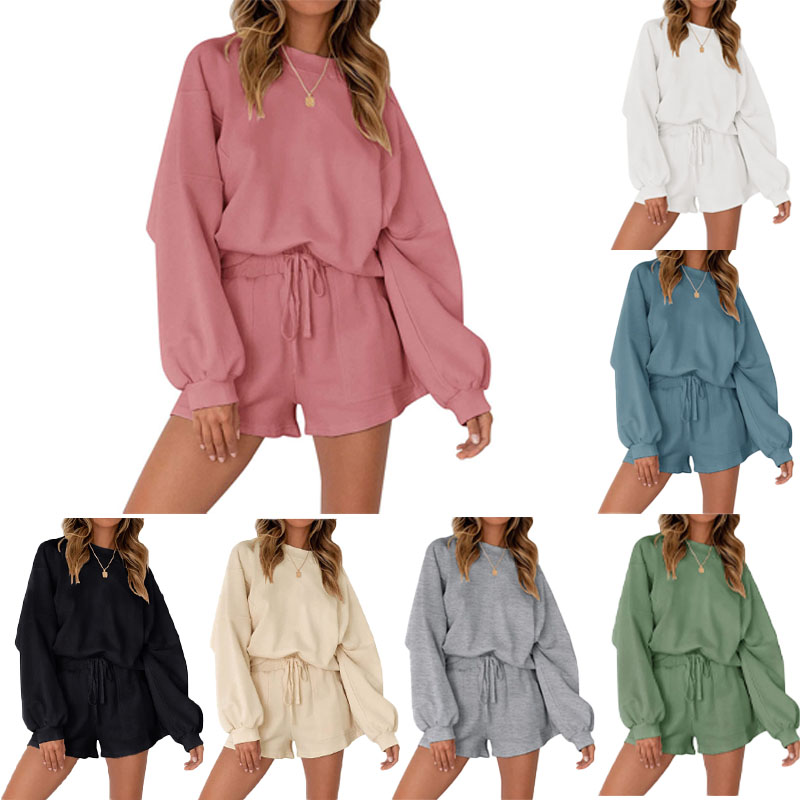 Athleisure Loungewear Set Loose Top and Shorts 2-Piece Set
