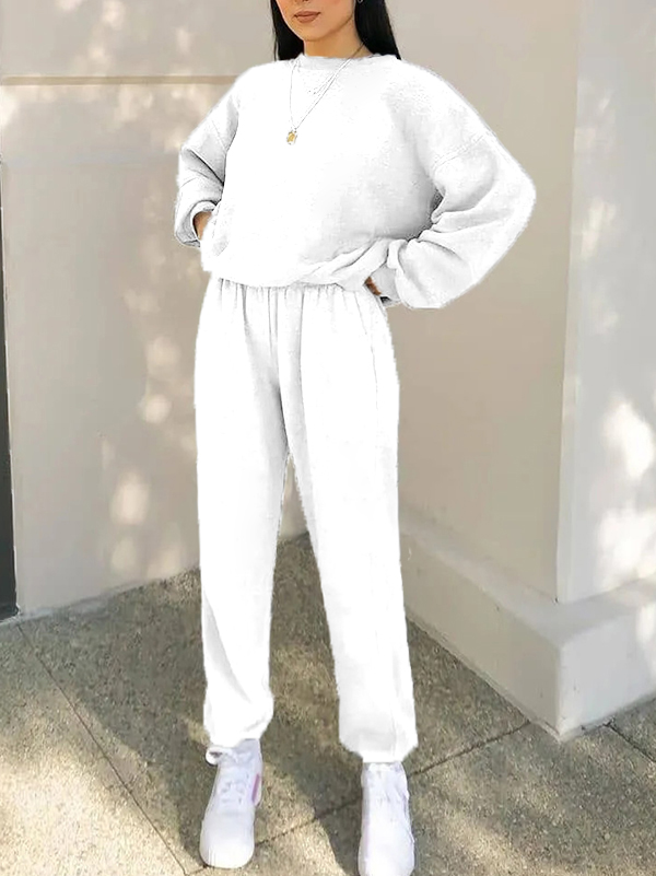 2023 Long Sleeve Crew Neck Sweatshirt Cotton Sweatpants And Hoodie Set