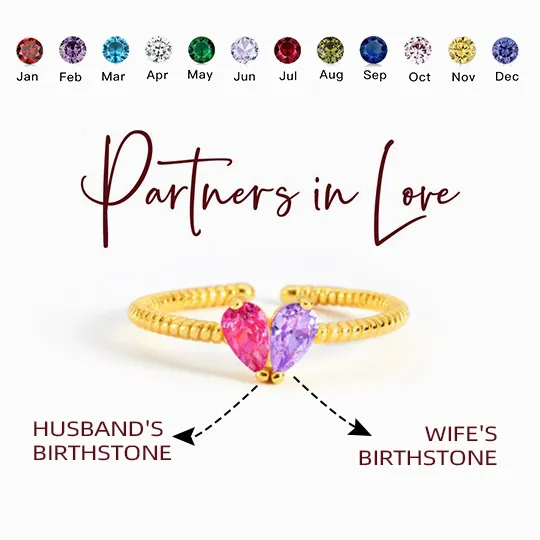 🔥🔥🔥🔥For Love - Partners In Love Heart Custom Birthstone Ring