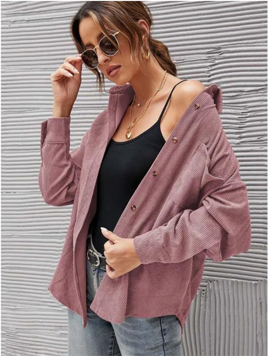 Women's Long Corduroy Button Shirt