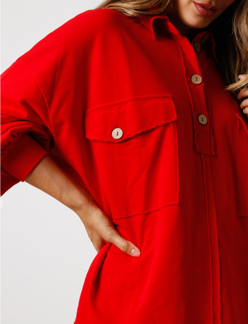 🎁🎁🎁RED REVERSE SEAM PULLOVER✨BUY 2 FREE SHIPPING