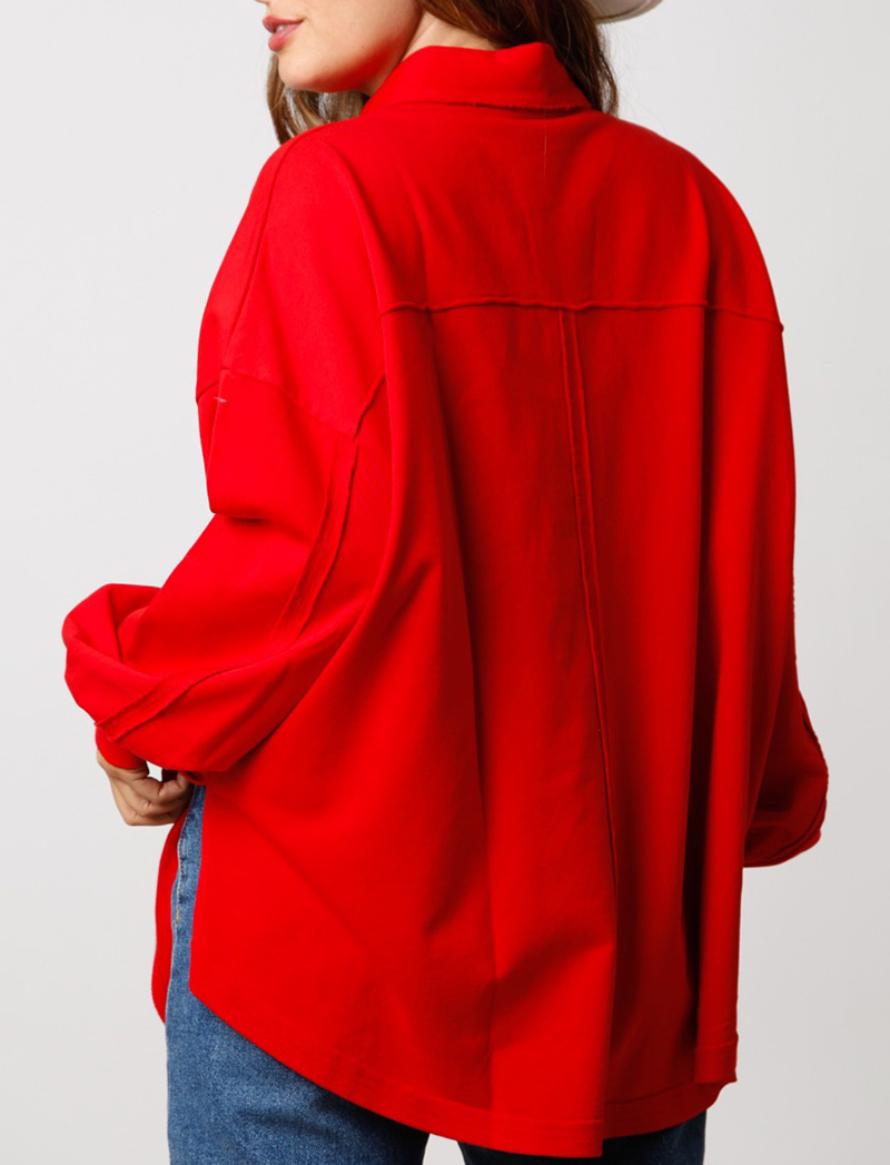 🎁🎁🎁RED REVERSE SEAM PULLOVER✨BUY 2 FREE SHIPPING