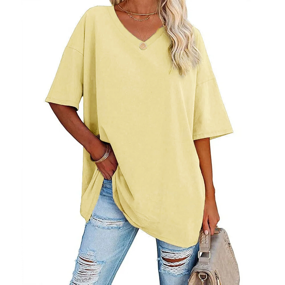 🔥🔥Womens Loose Fashion V-neck Top Short & Long Option