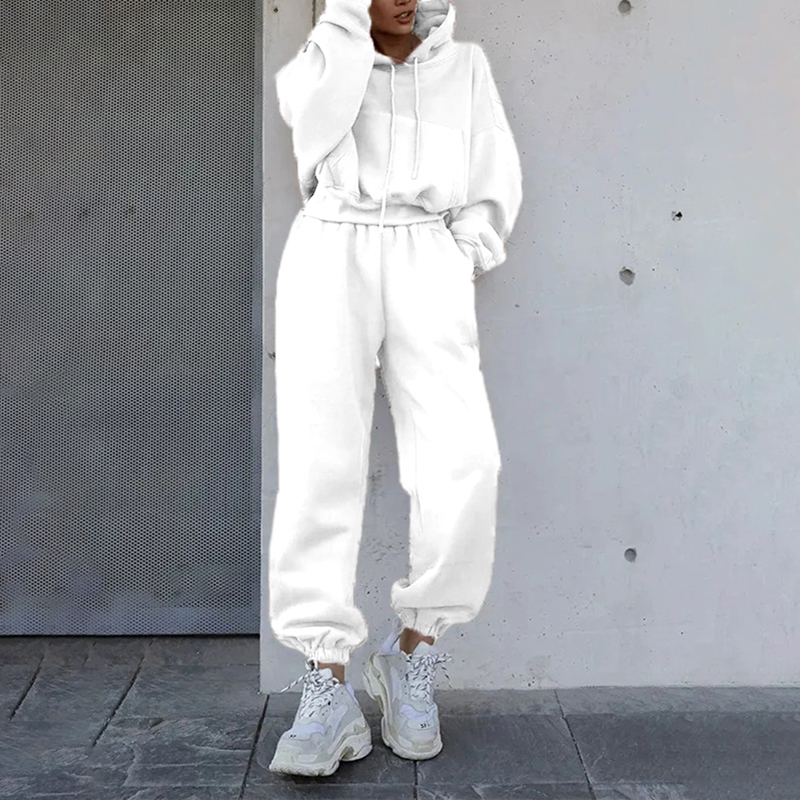 2023 Long Sleeve Crew Neck Sweatshirt Cotton Sweatpants And Hoodie Set