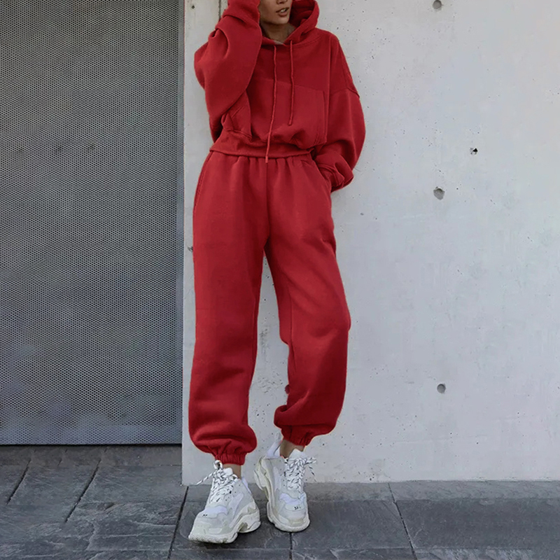 2023 Long Sleeve Crew Neck Sweatshirt Cotton Sweatpants And Hoodie Set