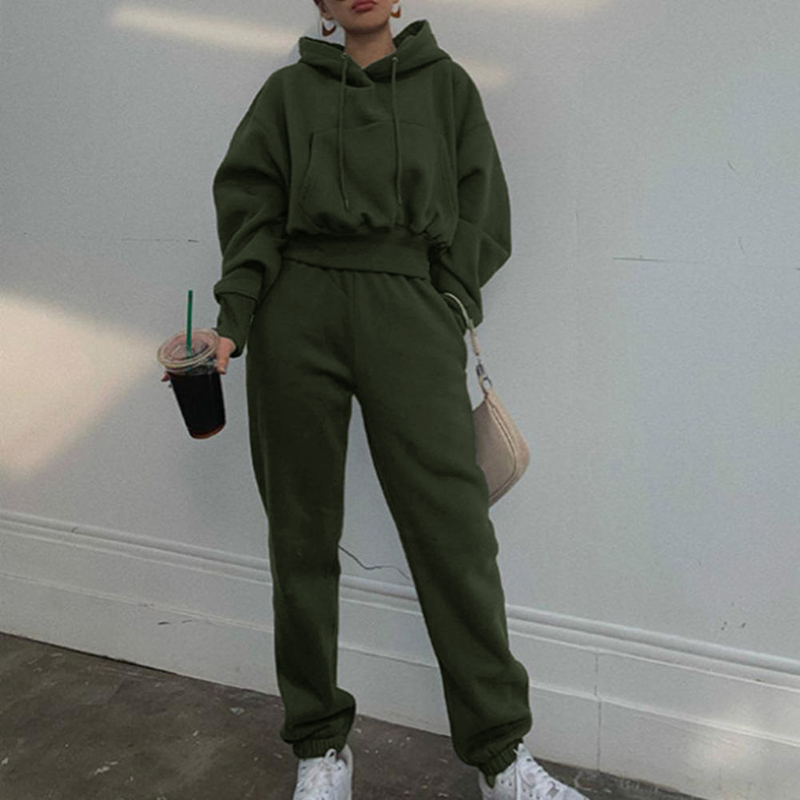 2023 Long Sleeve Crew Neck Sweatshirt Cotton Sweatpants And Hoodie Set
